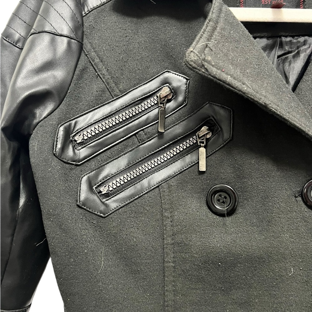 YOKI WOMENS BLACK FLEECE AND FAUX LEATHER JACKET COAT SIZE SMALL - Picture 9 of 13